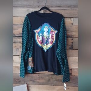 Upcycled Wonder Woman Graphic Long Sleeve Shirt